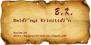 Belényi Krisztián névjegykártya